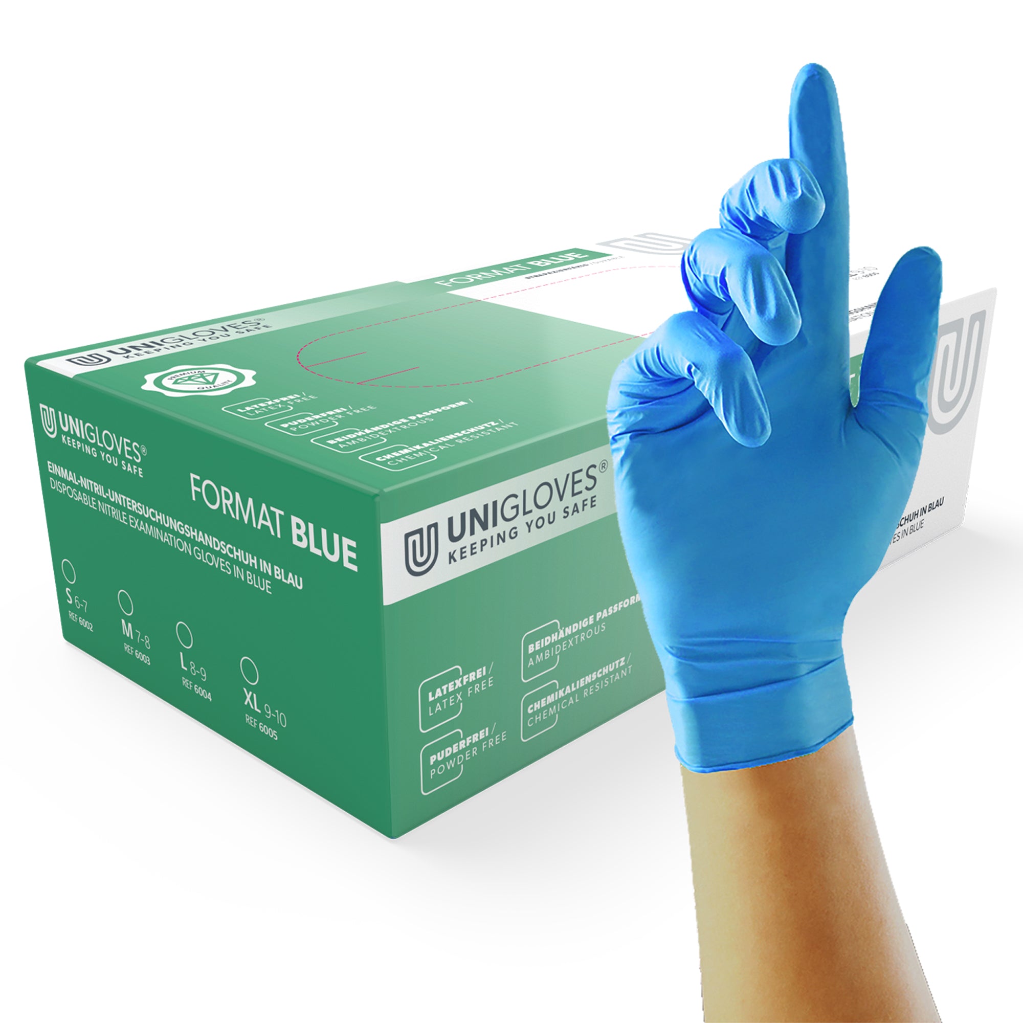format handschuhe Unigloves Format Blue