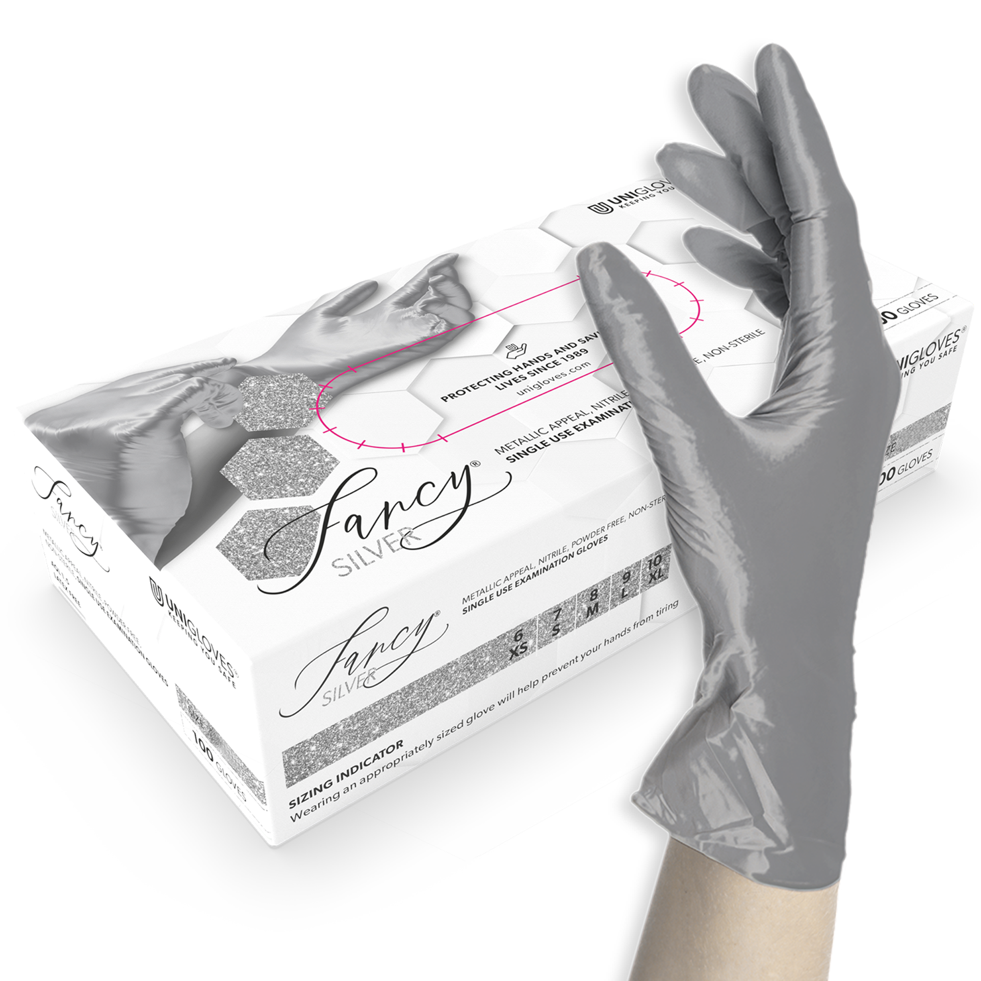 virendichte handschuhe Silberne Nitrilhandschuhe sicher für den Kontakt mit Lebensmitteln