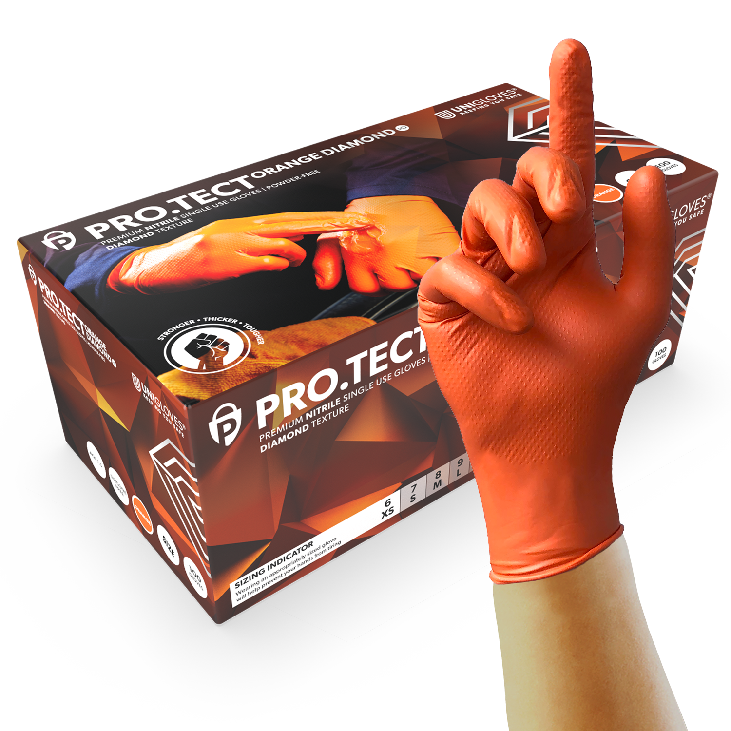 orange handschuhe Orange Nitrilhandschuhe | Robustes Material | PRO.TECT Orange Diamond