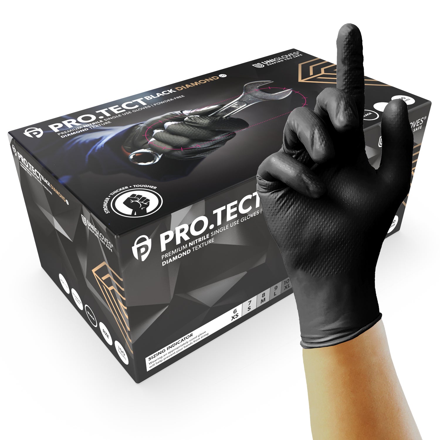 Schwarze Nitril-Handschuhe | robustes Material | PRO.TECT Black Diamond