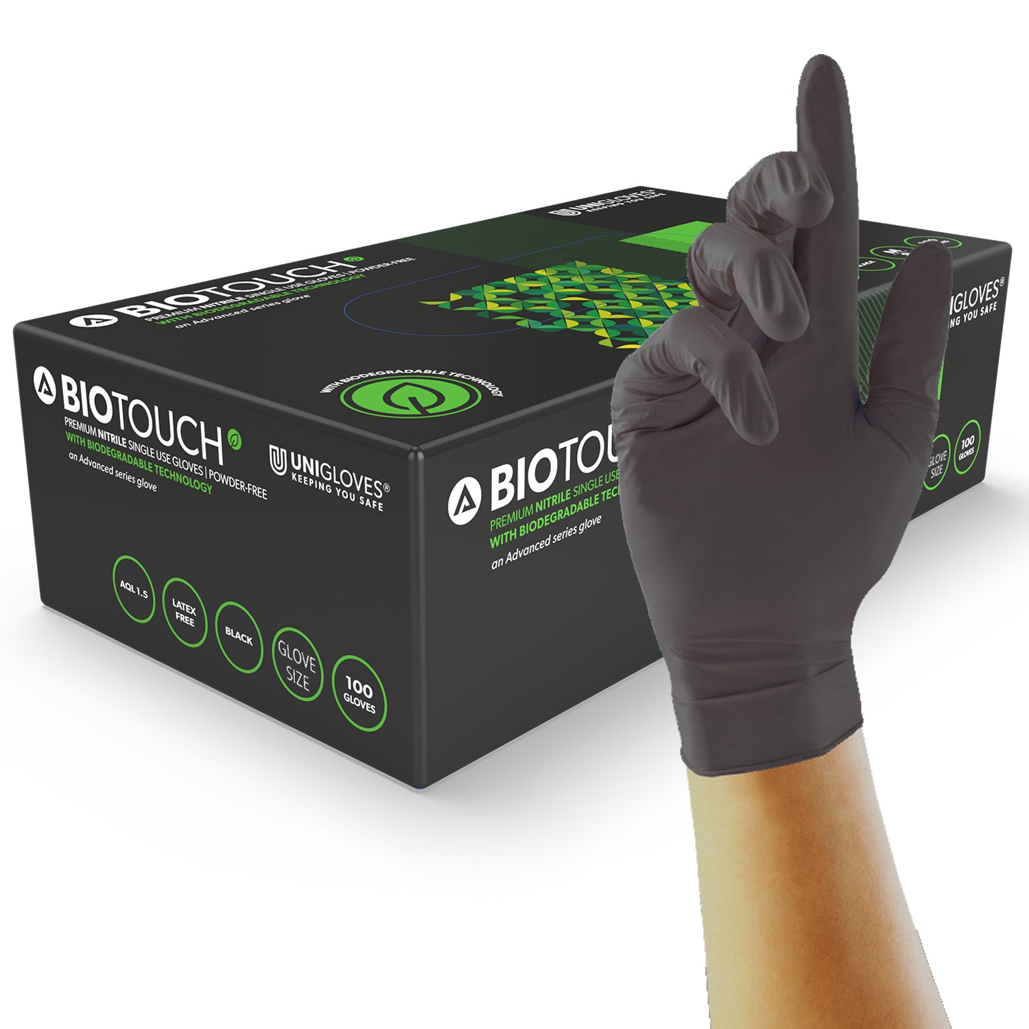 unigloves handschuhe schwarz Biologisch abbaubare schwarze Einweghandschuhe aus Nitril