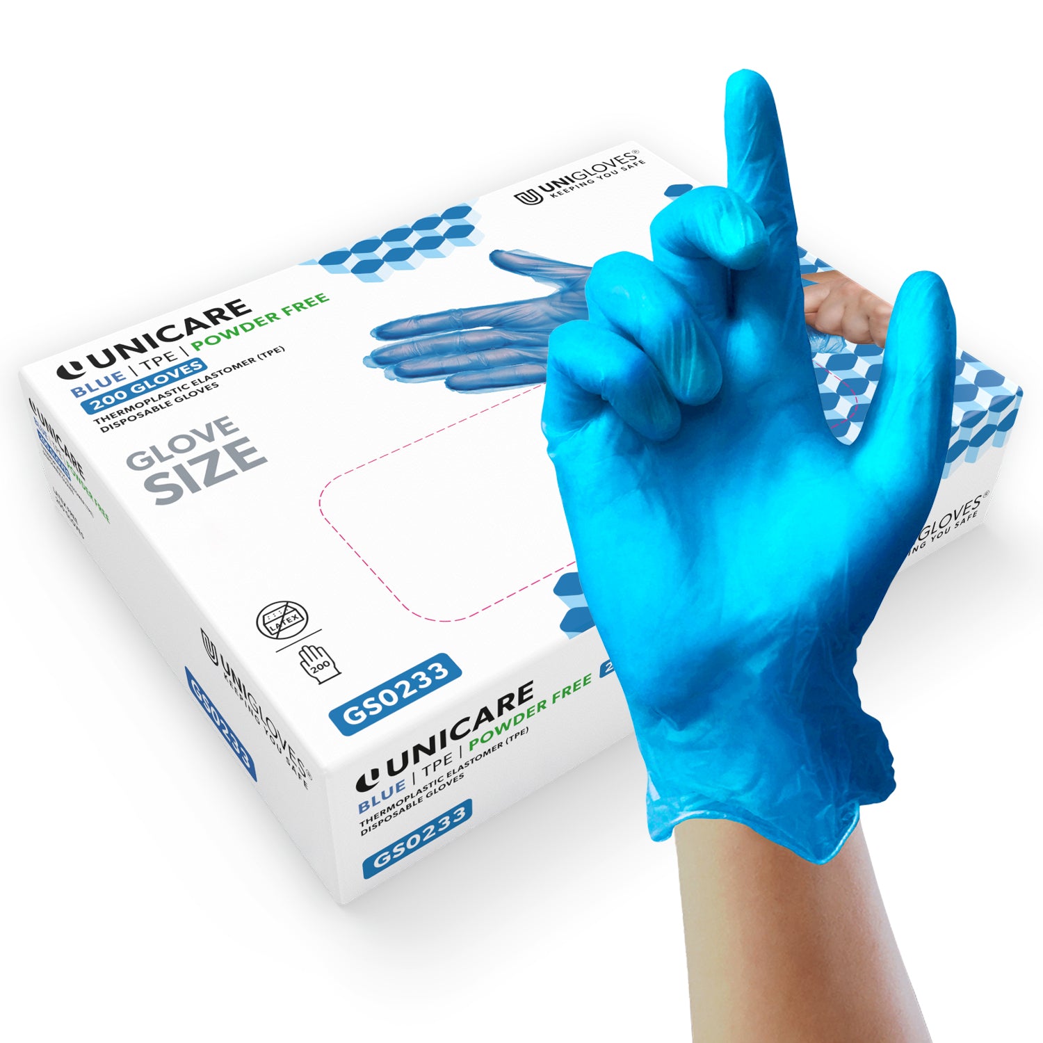 tpe handschuhe Blaue puderfreie TPE-Handschuhe | Blaue latexfreie Handschuhe